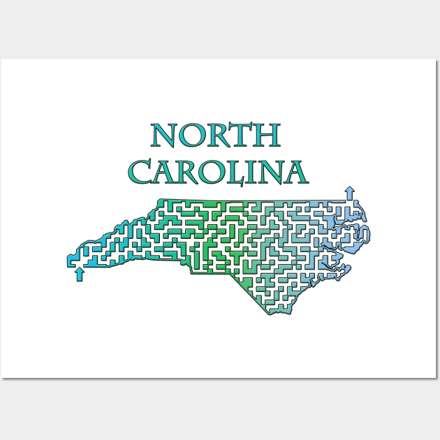 State of North Carolina Colorful Maze Wall Art by gorff
